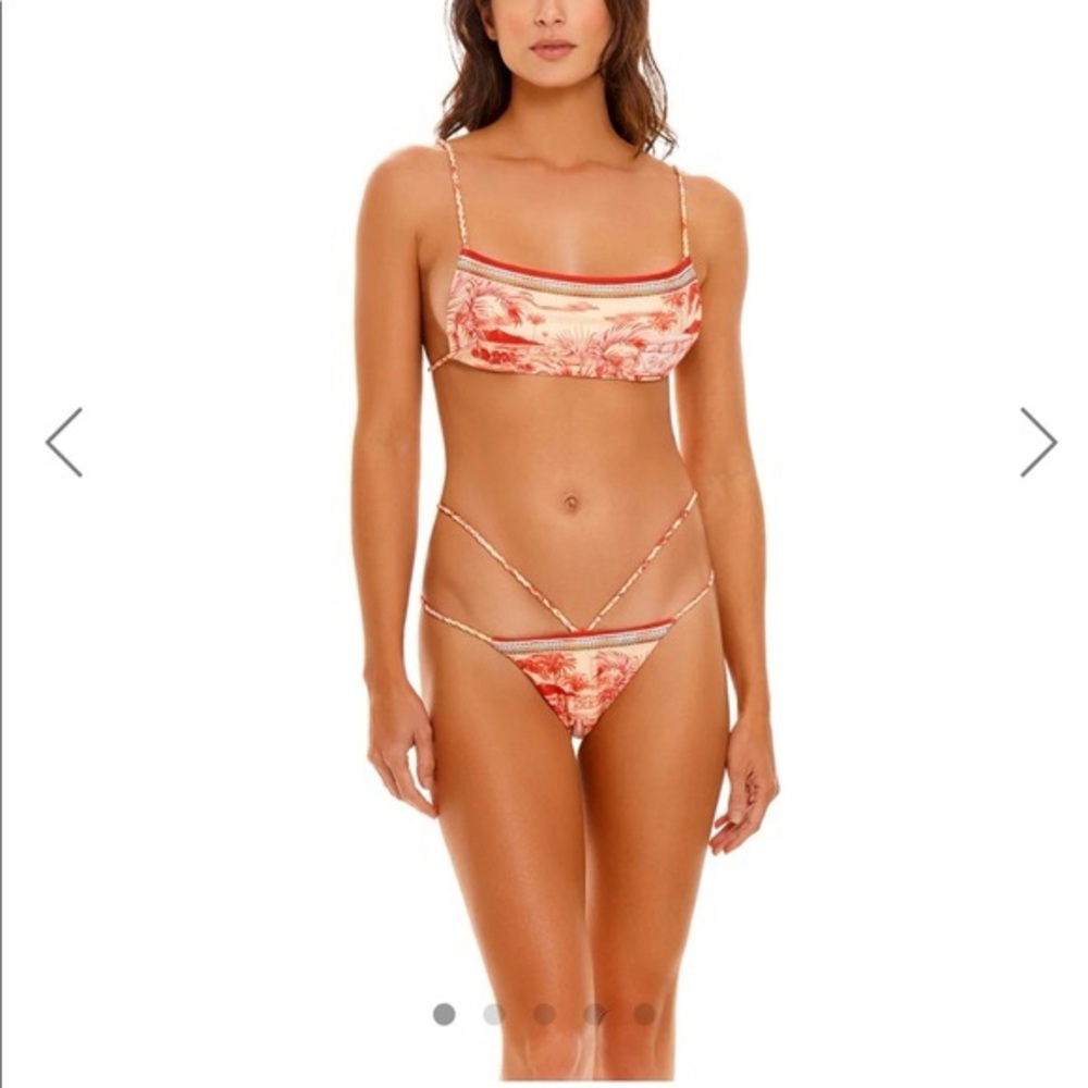 Agua Bendita Coral and Cream Bikini Set